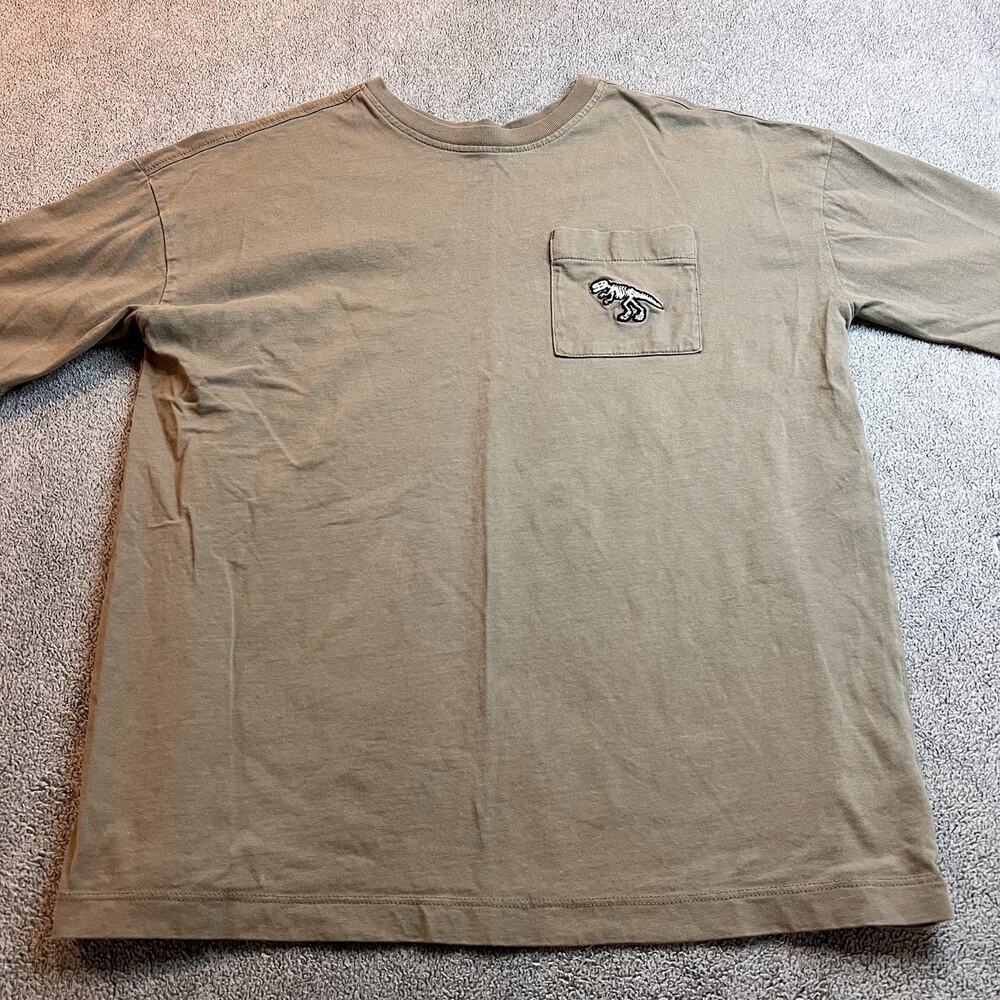 Old Navy Boys L 10-12 Short Sleeve Pocket T-Shirt Navy Green Cotton DinosaurB444
